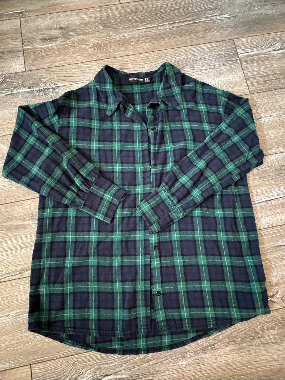 Women’s Green Black Plaid Button-Down Shirt